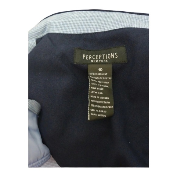 COPY - Perceptions New York  Size 10 Jacket Pants Top Blue, White Women's 3 Pie… - Picture 5 of 7